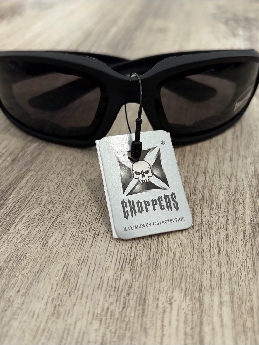 Choppers Padded Wrap Around Motorcycle Sunglasses Black Lens Biker Moto New